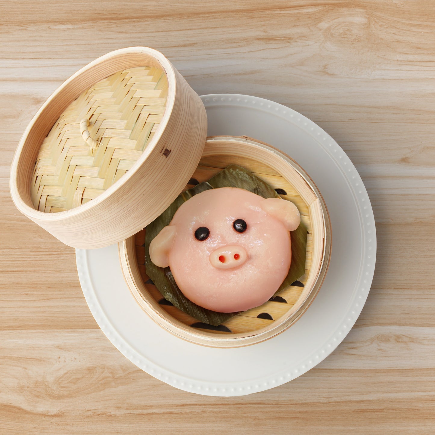 Hot and Spicy Dried Radish Flavour "Cha-guo" Steamed Bun (Cute Cartoon Piglet Appearence)